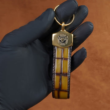 Olive Green Croco Embossed Keychain