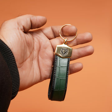Green Croco Embossed Keychain