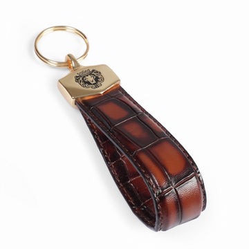 Tan Croco Embossed Keychain