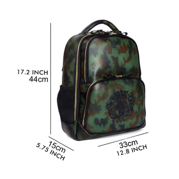 Camo Finish Hand Painted Leather Backpack