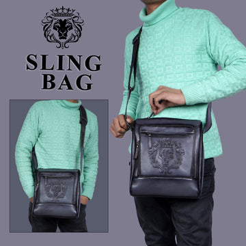 Grey Sling Bags with Branded Strap