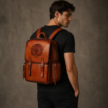 Travel Tan Leather Backpack