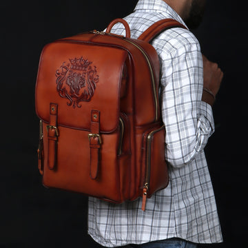 Travel Tan Leather Backpack