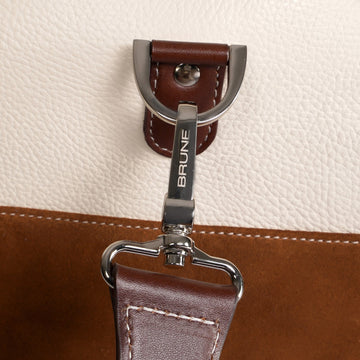 Hybrid Ostrich & Suede Duffle in Ivory Brown Tones