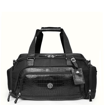Premium Black Gym Duffel Bag with Shoe Compartment & Travel Trolley Sleeve
