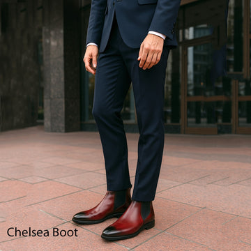 Wine Leather Chelsea Boot with a Stylish Sharp Elastic Design