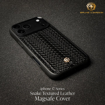 Classic Black Snake Textured Leather iPhone  17 Pro & 17 Pro Max Mobile Cover
