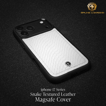 Elegant White Snake-Textured Leather iPhone  17 Pro & 17 Pro Max Mobile Cover