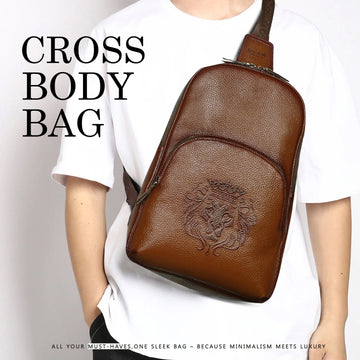 Shoulder Cross Body Tan Textured Leather Bag