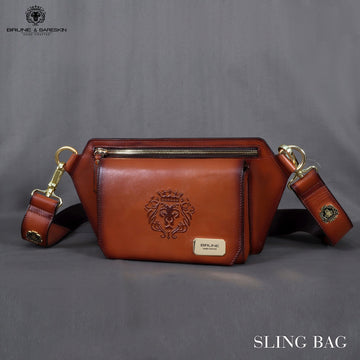 Diamond Shape Sling Cross Body Bag With Tan Leather