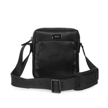 Small Sized Crossbody/Sling Bag in Black Textured Leather