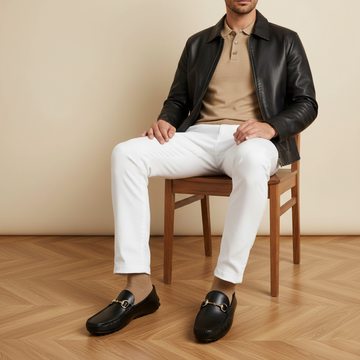 Black Driver Moccasin with Horsebit Detailing