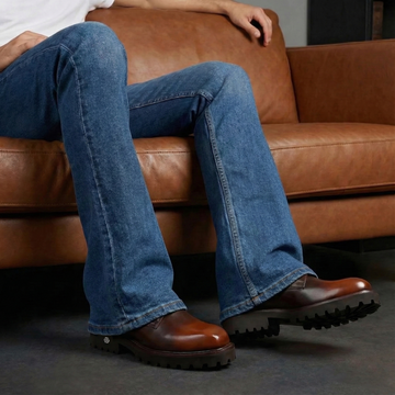 Dual Tone Tan Chunky Lightweight Leather Boots