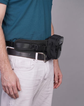 Concealed Weapon Holster Black Leather & Denier Waist Bag