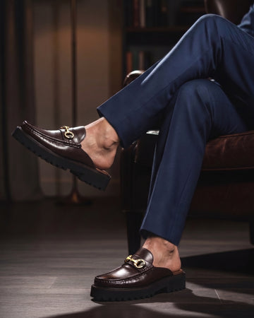 Dark Brown Light Weight Chunky Sole Mules