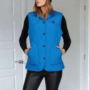 Diamond-Stitched Sky Blue Puffer Vest