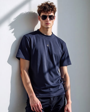 Premium Blue Round Neck T-Shirt with 3D Lion Logo