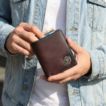 Brown Leather Two Fold Wallet With Coin Pocket & Multiple card Slots