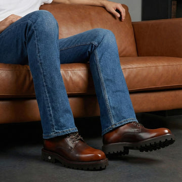 Dual Tone Tan Chunky Lightweight Leather Boots