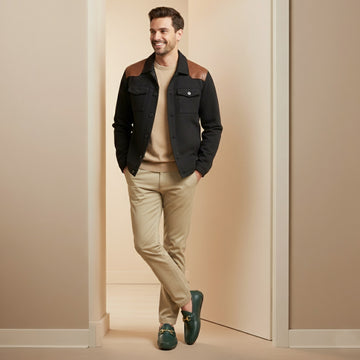 Green Textured Leather Horsebit Moccasin