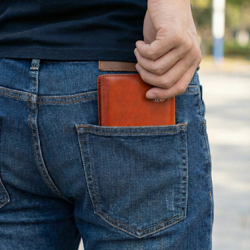 Tan Leather Wallet With Lion Logo