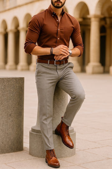 Cognac Leather Brogue Cap Toe Light Weight Boots by Brune & Bareskin