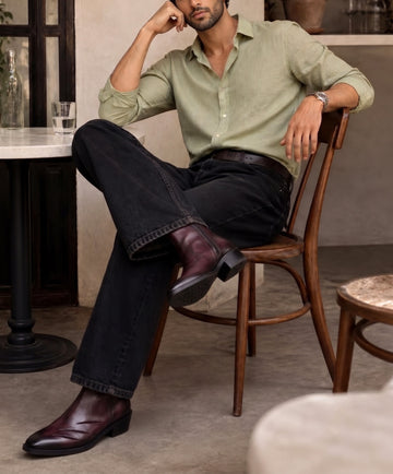 Werewolf Scratch Inspired Leather Boots in Purple-Grey Light Weight Cuban Heel by Brune & Bareskin