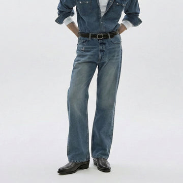 Grey Cowboy Deep Cut Croco Leather Cuban Heel Boots