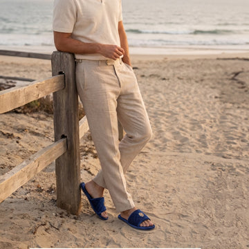 Super Soft Slide-in Slippers in Blue Italian Velvet