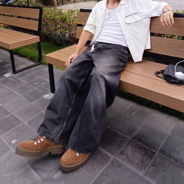 Light-Weight Tan Suede Leather Chunky with Contrasting sole stitching Boot