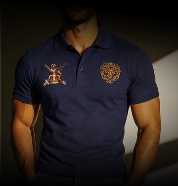 Navy Blue T-Shirt with Zardosi Royal Crest & Lion Logo