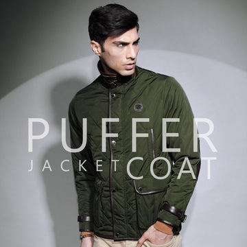 Contrasting Green-Dark Brown Puffer Coat Jacket by Brune & Bareskin