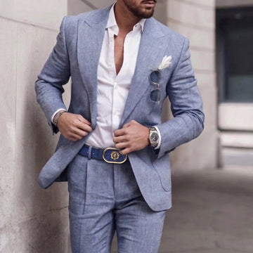 Blue Exotic Ostrich Leather Belt with Golden Lion Buckle
