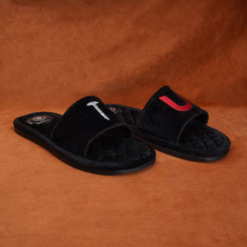 Black Velvet Screw You Embroidered Super Soft Slide-in Slippers By Bareskin