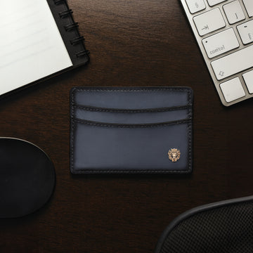 Grey Hand Painted With Metal Lion Unisex Card Holder By Brune & Bareskin