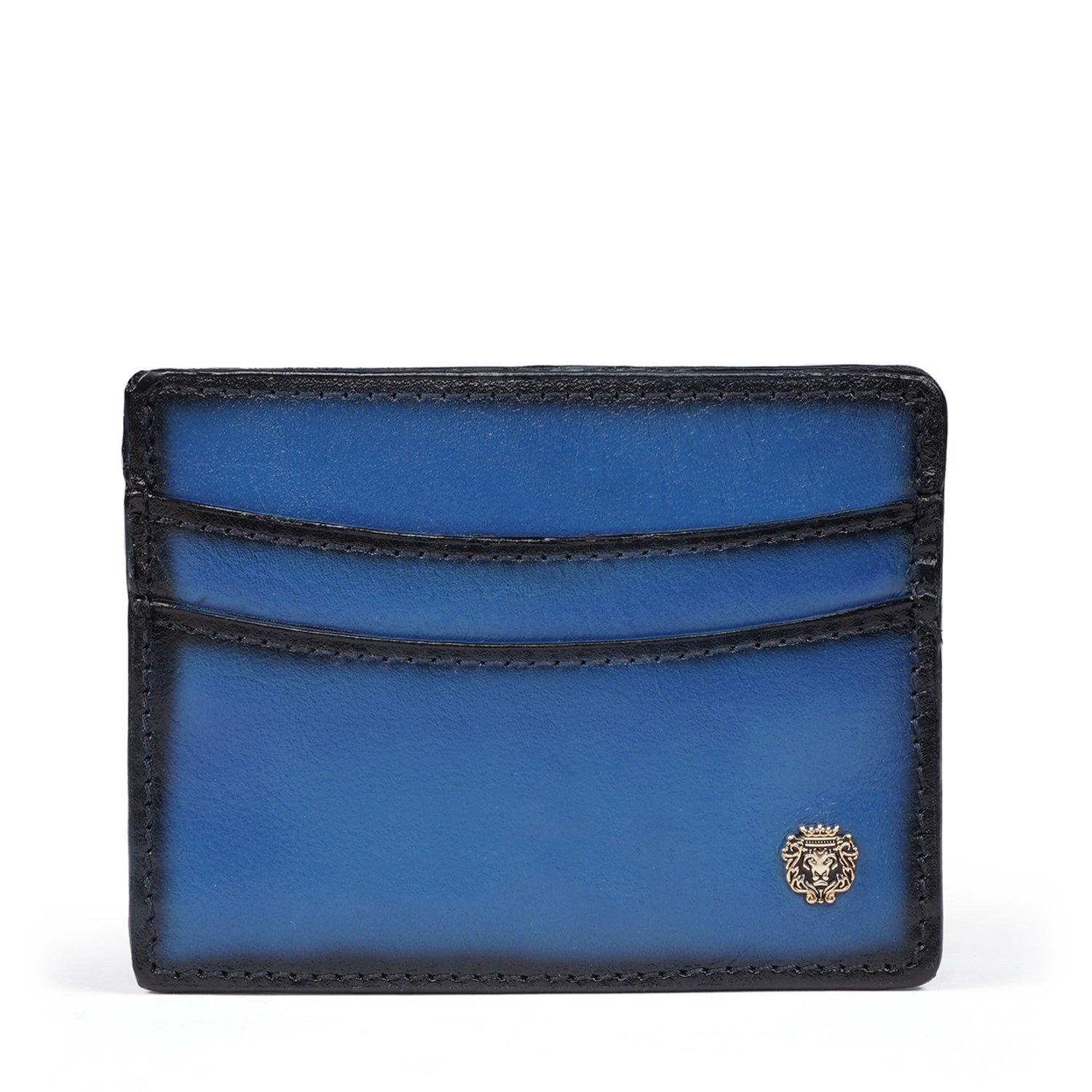 Blue Hand Painted With Metal Lion Unisex Card Holder By Brune & Bareskin