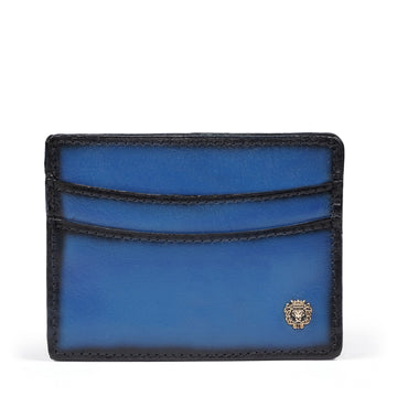 Blue Hand Painted With Metal Lion Unisex Card Holder By Brune & Bareskin