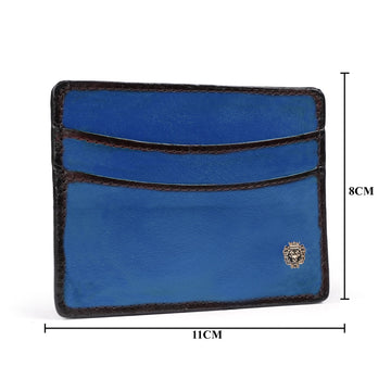 Blue Hand Painted With Metal Lion Unisex Card Holder By Brune & Bareskin