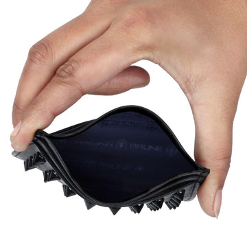 Black Leather Studded Unisex Card Holder By Brune & Bareskin