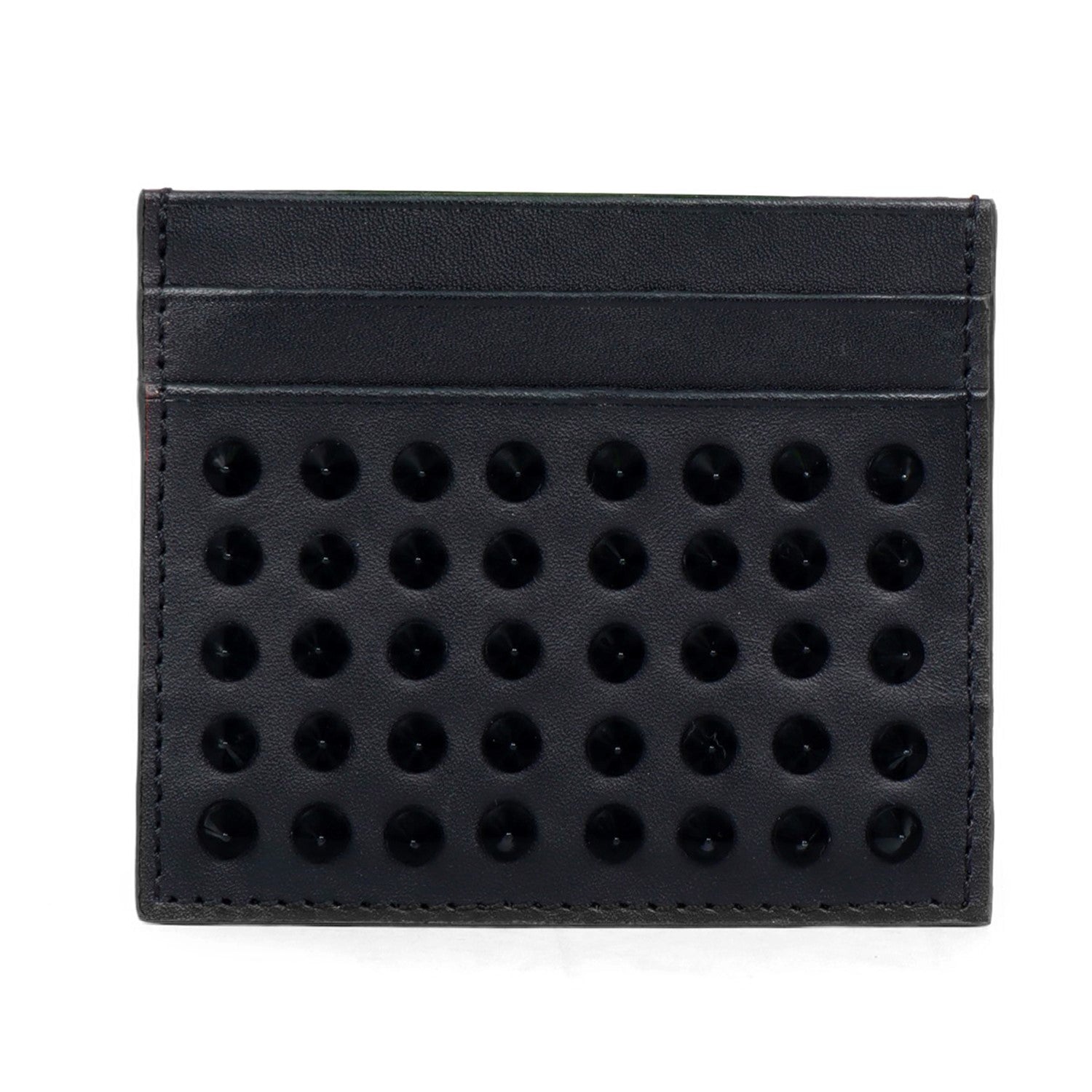 Black Leather Studded Unisex Card Holder By Brune & Bareskin
