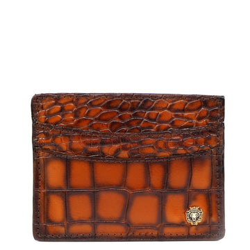 Smokey Finish Card Holder in Tan Deep Cut Leather