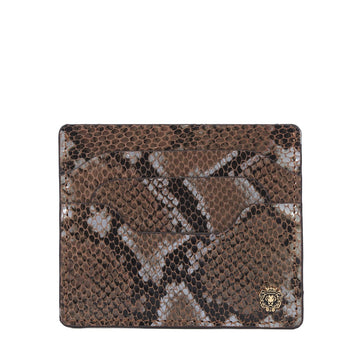 Card Holder Layered Design Pockets in Snake Texture Leather