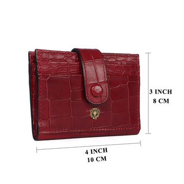 Wine Card Holder in Croco Texture Leather with Snap Button Closure