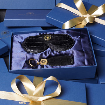 Black Croco Leather Eyewear Case & Keychain Gift Set