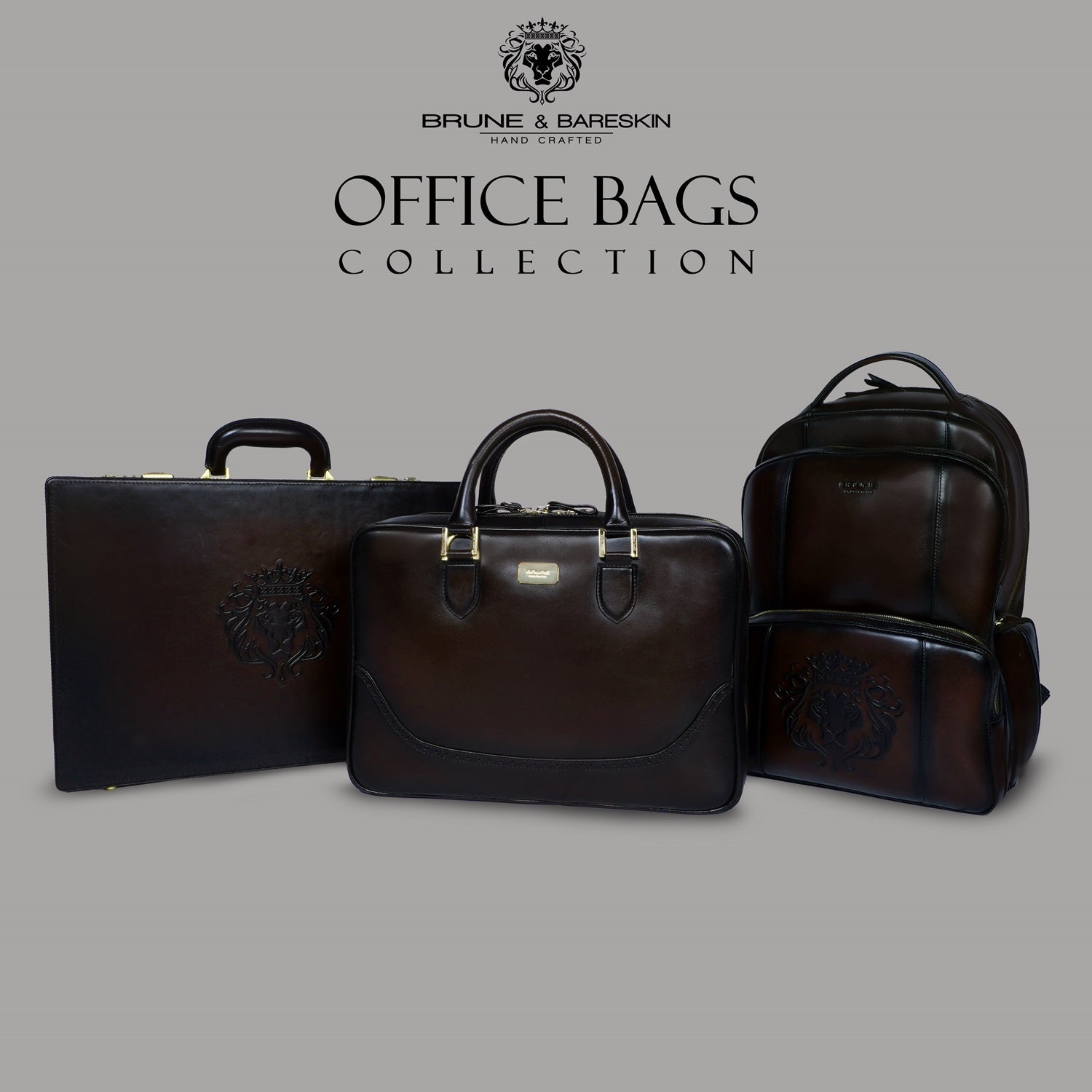 Business/Office Bag Combo In Dark Brown Genuine Leather