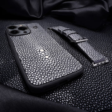 Luxurious Combo of Mobile Cover & Watch Strap in Stingray Fish Leather
