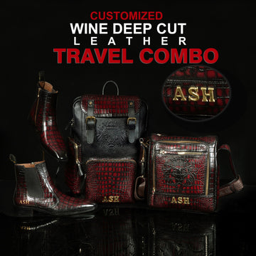Fashion Based Travel Combo Pack in Wine Leather