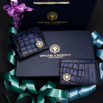 Gifting Combo Pack of Smokey Blue Wallet and Card Holder
