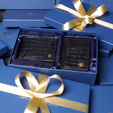 Gifting Combo Black Croco Embossed Wallet and Card Holder