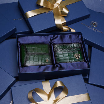 Gifting Combo Pack of Green Croco Embossed Wallet and Card Holder